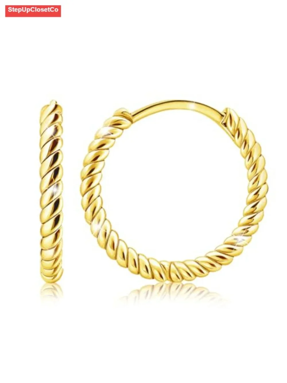 Twisted Hoop Earrings for Women Sterling Silver Hypoallergenic Chunky Loop